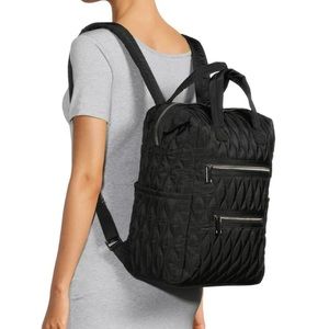 Time & Tru black quilted nylon lightweight backpack